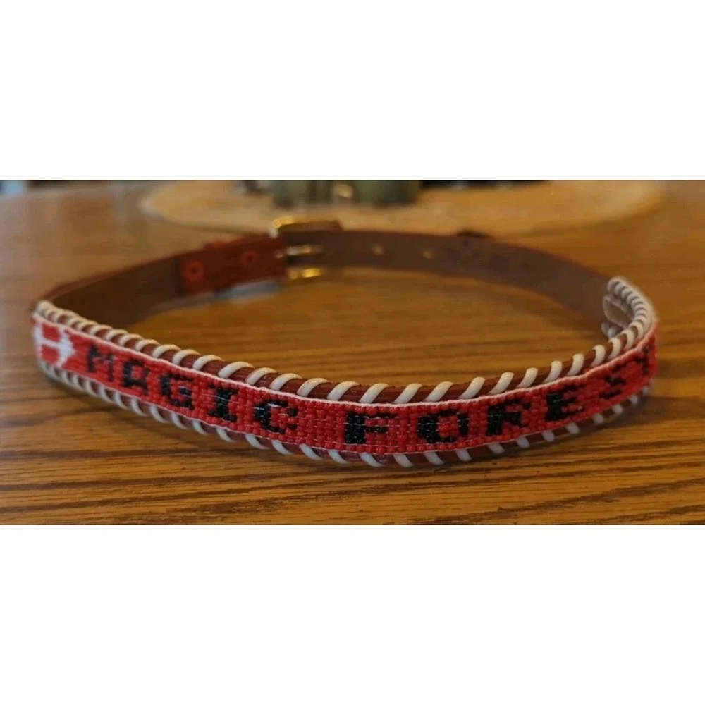 NOS Magic Forest Lake George NY Novelty Beaded Leather Belt Kids Youth Adult 24